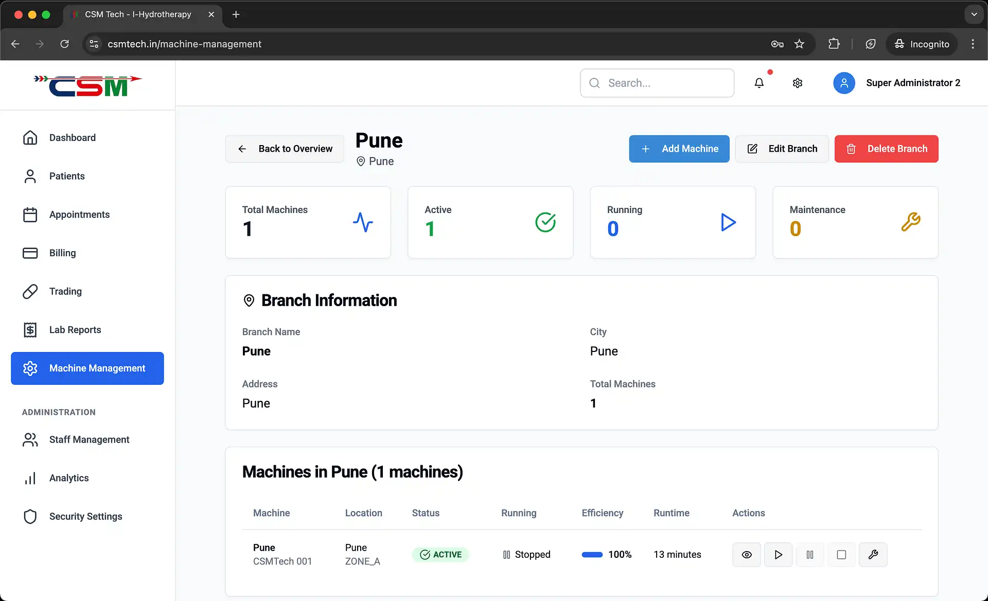 Case Study : Transforming Healthcare Management with InfoTechBrains IoT Machine Management Screenshot