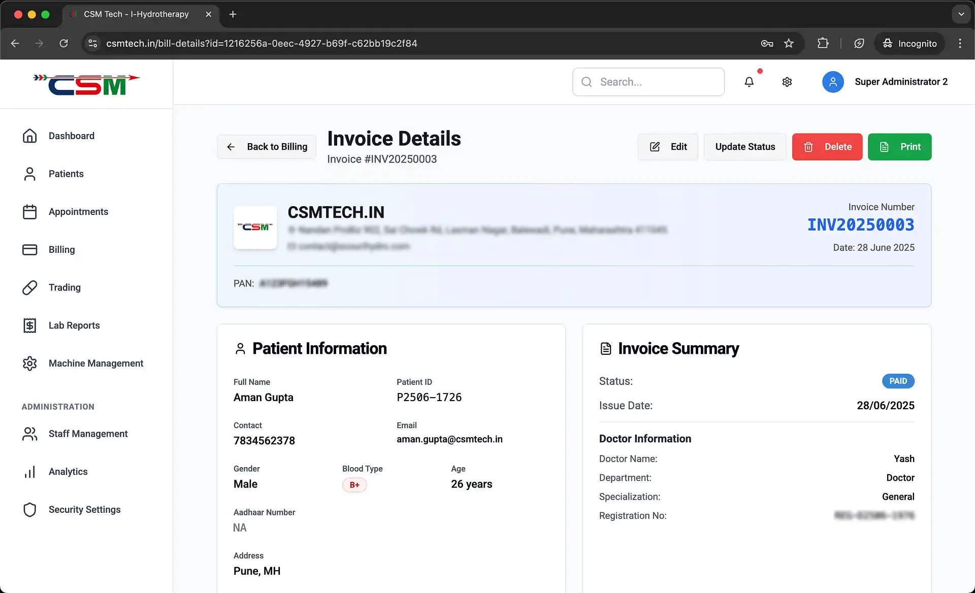 Case Study : Transforming Healthcare Management with InfoTechBrains Invoicing Screenshot